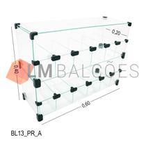 Baleiro Expositor Preto de Vidro - 0,60 x 0,40 x 0,20m