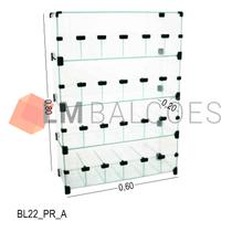 Baleiro Expositor Preto de Vidro - 0,60 x 0,80 x 0,20m