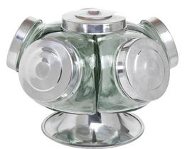 Baleiro giratório de vidro bomboniere 27cm 5 gomos 500ml