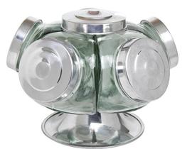 Baleiro Giratório De Vidro Bomboniere 27Cm 5 Gomos 500Ml