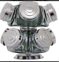 Baleiro giratório grande duplo de vidro