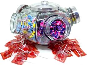 Baleiro Giratório Grande Vidro Alumínio Antigo