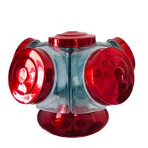 baleiro giratório médio alumínio vermelho balas e doces - Art Vidro