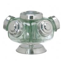 Baleiro pequeno giratório em vidro 5 potes