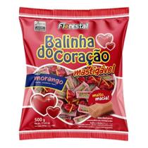 Balinha do Coração Mastigável Morango 500g - Florestal Balinha do Coração Mastigável Morango 500g - Florestal
