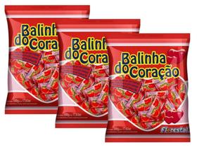 Balinha do Coração Morango Florestal 500g - 3 pacotes