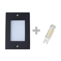 Balizador de Embutir Escada Parede Preto 4x2 Alumínio + Lâmpada Led G9 5w Branco Frio 110V Balizador de Embutir Escada Parede Preto 4x2 Alumínio + Lâmpada Led G9 5w Branco Frio 110V