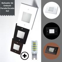 Balizador de Embutir Parede/Escada 4x2 Branco + Lâmpada G9 5w BF
