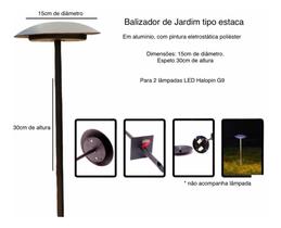 Balizador de jardim redondo cogumelo poste 30cm altura x 15cm diâmetro para 2 LED Halopin G9