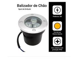 Balizador De Piso 3w Branco Quente 3000k Cp. Inox Ip65