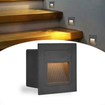 Balizador Parede Embutir Externo Preto Quadrado Led Lup51