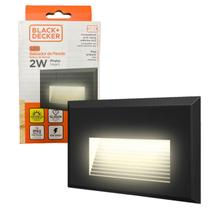 Balizador Parede Preto 2w 4x2 Branco Quente 3000k IP65