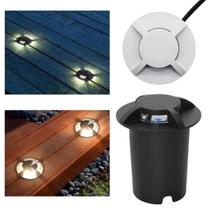 Balizador Spot Led SMD 1W Com 4 Fachos Focos De Luz Angular (Branco Quente) IP65 De Embutir Em Piso Solo Chão Gramado
