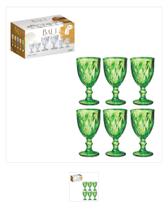 Balli Diamond Conjunto 6 Taças para Água de Vidro, Verde, 325 ml