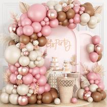 Balloon Arch BTZO Dusty Pink com rosa blush e marrom rosa dourado