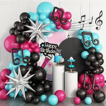 Balloon Arch Kit Sowide, rosa, vermelho, azul, preto, tema musical