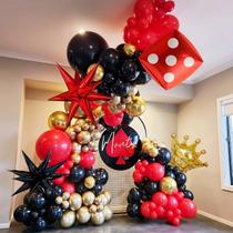 Balloon Garland Arch Kit Casino Theme vermelho/preto/dourado Kozee Balloon Garland Arch Kit Casino Theme vermelho/preto/dourado Kozee