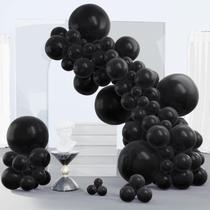Balloon PartyWoo Black 140 unidades em preto fosco, tamanhos diferentes