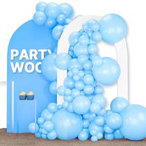 Balloon PartyWoo Light Blue 120 unidades de azul fosco de tamanhos diferentes