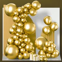 Balloon PartyWoo Metallic Gold, 152 unidades, pacote 46, 30, 25, 13 cm