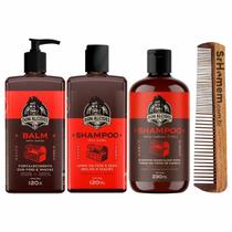 Balm Shampoo Cabelo e Barba Negra Pente Duplo Don Alcides