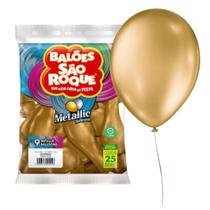 Balões 09 Metallic Com 25un Bexigas Dourado 108531225 - São Roque
