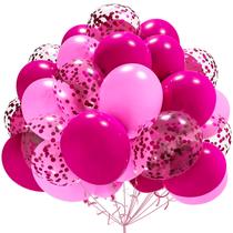 Balões AULE rosa choque e rosa 30 cm 60 unidades de látex com confete Balões AULE rosa choque e rosa 30 cm 60 unidades de látex com confete