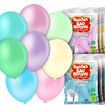 Balões Bexigas Balão Candy Colors Pastel Diversas Cores - 7 Polegadas -São Roque - Pacote 25 Unidades Latéx Liso Para Festas Decoração