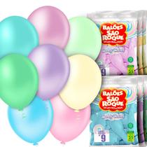 Balões Bexigas Balão Candy Colors Pastel Diversas Cores - 9 Polegadas -São Roque - Pacote 25 Unidades Latéx Liso Para Festas Decoração