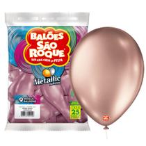 Balões Bexigas Rose Gold Metallic Número 09 25UN 1085320525 São Roque