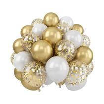 Balões Brancos Dourados De 12 Polegadas 30 Peças Balões De Confete Branco Pérola Para Aniversários