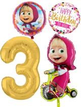 Balões Coloridos definidos para aniversário 3 anos Masha e o Urso Masha y el Oso - Masha and the Bear