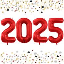 Balões com número de folha GOER 2025 vermelhos 107 cm para o Ano Novo Balões com número de folha GOER 2025 vermelhos 107 cm para o Ano Novo