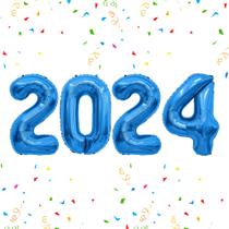 Balões com número de folha Slergut 2024 azul escuro de 40 polegadas (100 cm)