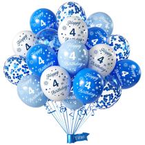 Balões de 4º Aniversário - 16 Unidades de 12 Polegadas - Azul - Meninos e Meninas Balões de 4º Aniversário - 16 Unidades de 12 Polegadas - Azul - Meninos e Meninas