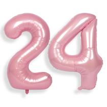 Balões de alumínio Helium Number SUWEN 24 rosa de 40 polegadas para festa
