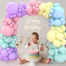 Balões de aniversário Arco Desconstruido Candy Colors Fita Cola