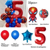 Balões De Aniversário Do Homem-Aranha 35pcs Azul Vermelho Látex Decorações Temáticas De Herói Para