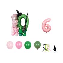 Balões De Aniversário Rosa E Verde De 32 Polegadas, 51 Peças, Decoração De Festa Com Tema De Bruxa,
