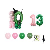 Balões De Aniversário Rosa Verde De 32 Polegadas, 51 Peças, Decoração De Festa Com Tema De Bruxa,
