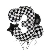Balões de Carro de Corrida GGDE - Xadrez Número 3 - 40cm (5 Unidades)