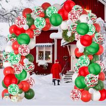 Balões de confete de Natal Cadeya, 95 unidades, 12", vermelho, verde, branco Balões de confete de Natal Cadeya, 95 unidades, 12", vermelho, verde, branco
