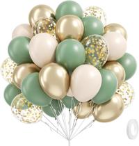 Balões De Confete Verde Sálvia, Branco Areia E Dourado Metálico, 60 Peças, Decoração Para Festa Balões De Confete Verde Sálvia, Branco Areia E Dourado Metálico, 60 Peças, Decoração Para Festa