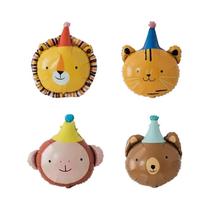 Balões De Desenho Animado De Animais 4 Peças Tema Chapéu De Circo Urso Leão Macaco Tigre Decoração