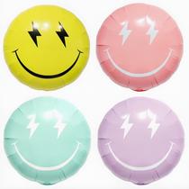 Balões de festa baoonworld Colorful Lightning Smile Face x4