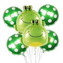 Balões de festa Cheosruy, 6 peças, balões de alumínio em forma de sapo, verdes