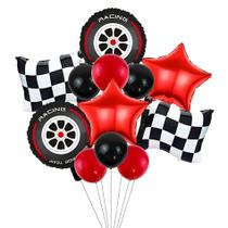 Balões de Festa Corrida de Carro F1 GP Race Rodas Bandeira
