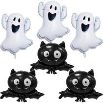 Balões de festa de Halloween Cheosruy, 6 peças de papel alumínio para fantasmas e morcegos