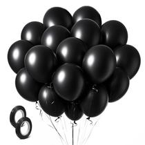 Balões de festa de látex BOMSI pretos 36 cm, pacote com 10, Halloween Balões de festa de látex BOMSI pretos 36 cm, pacote com 10, Halloween