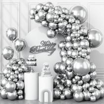 Balões de festa Togvu Metallic Silver, 123 pacotes com guirlanda